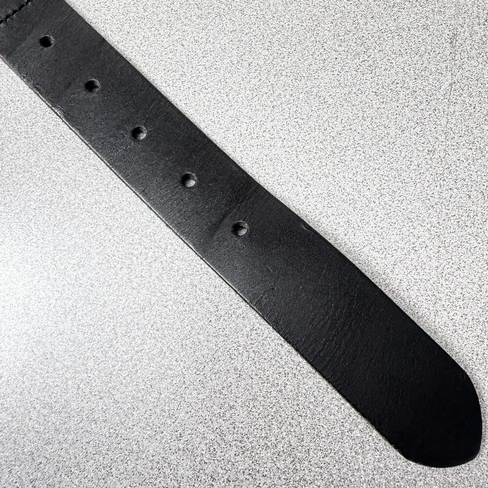 Banana Republic Cotton Leather Belt Mens 36 Olive Black Metal Buckle 1.5in Prep - Picture 6 of 8